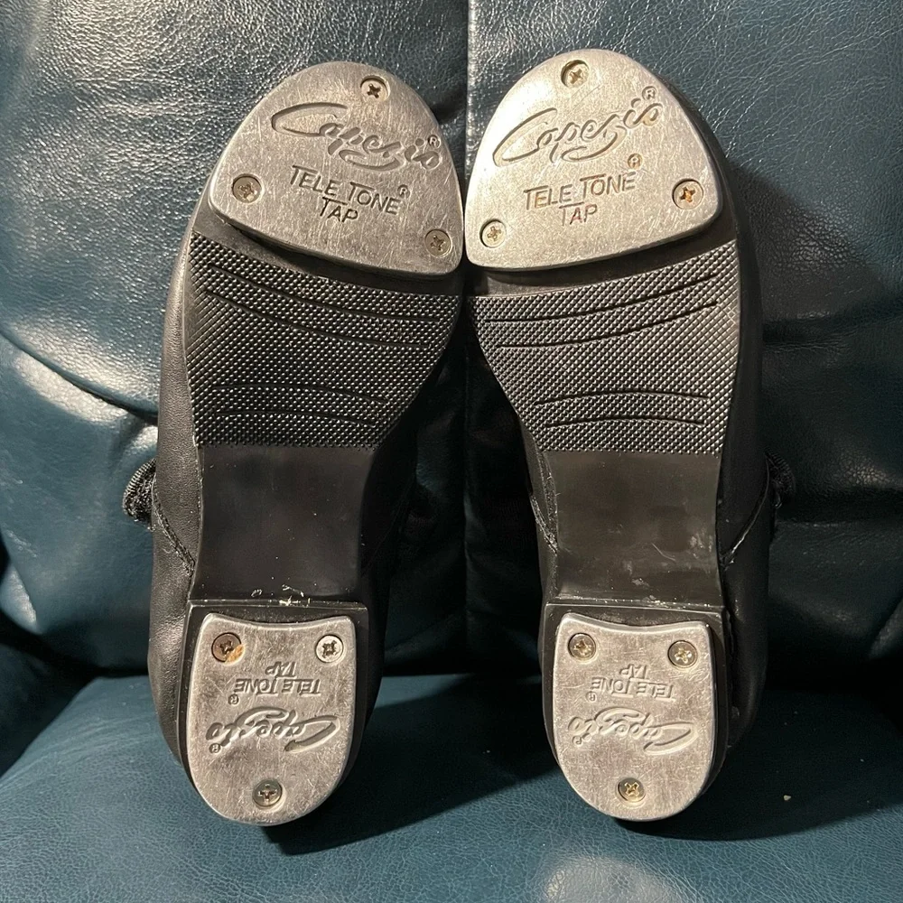 Capezio Black Leather Tap Shoes - GC - Size 9.5 - Picture 2 of 8